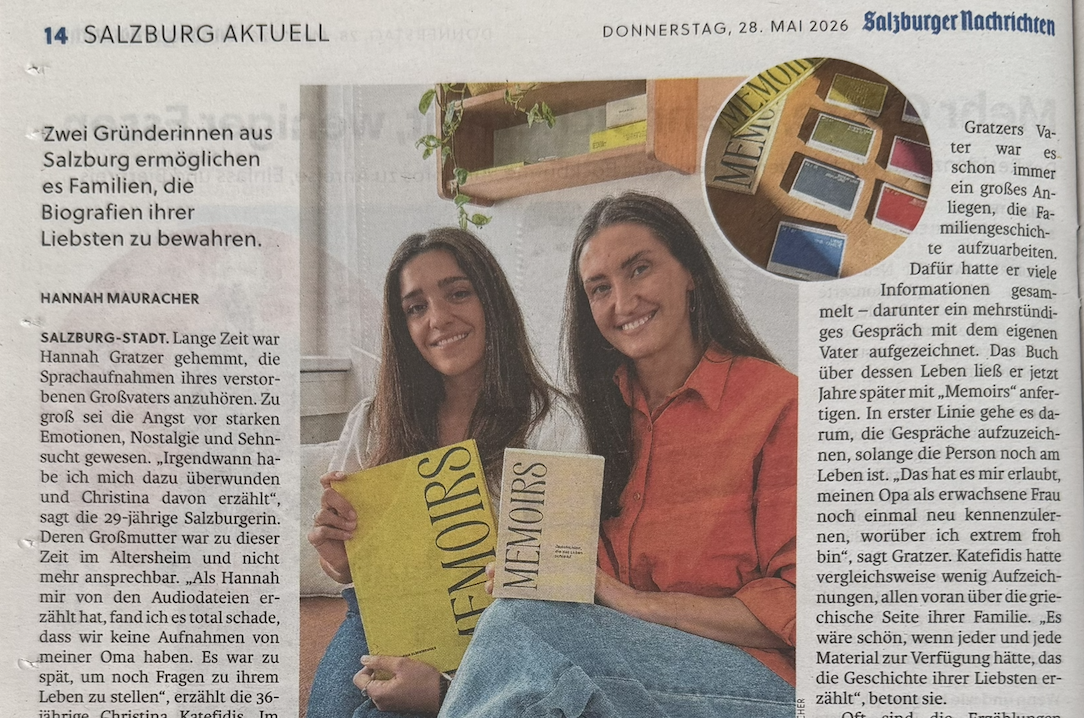 Zeitung Salzburger Nachrichten SN Memoirs Gratzer Katefidis Gründerinnen Kartenset Erinnerungen Geschenk