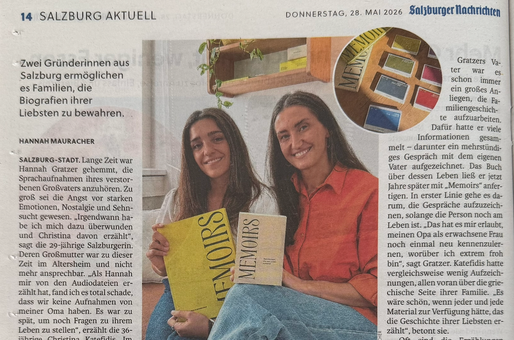 Zeitung Salzburger Nachrichten SN Memoirs Gratzer Katefidis Gründerinnen Kartenset Erinnerungen Geschenk